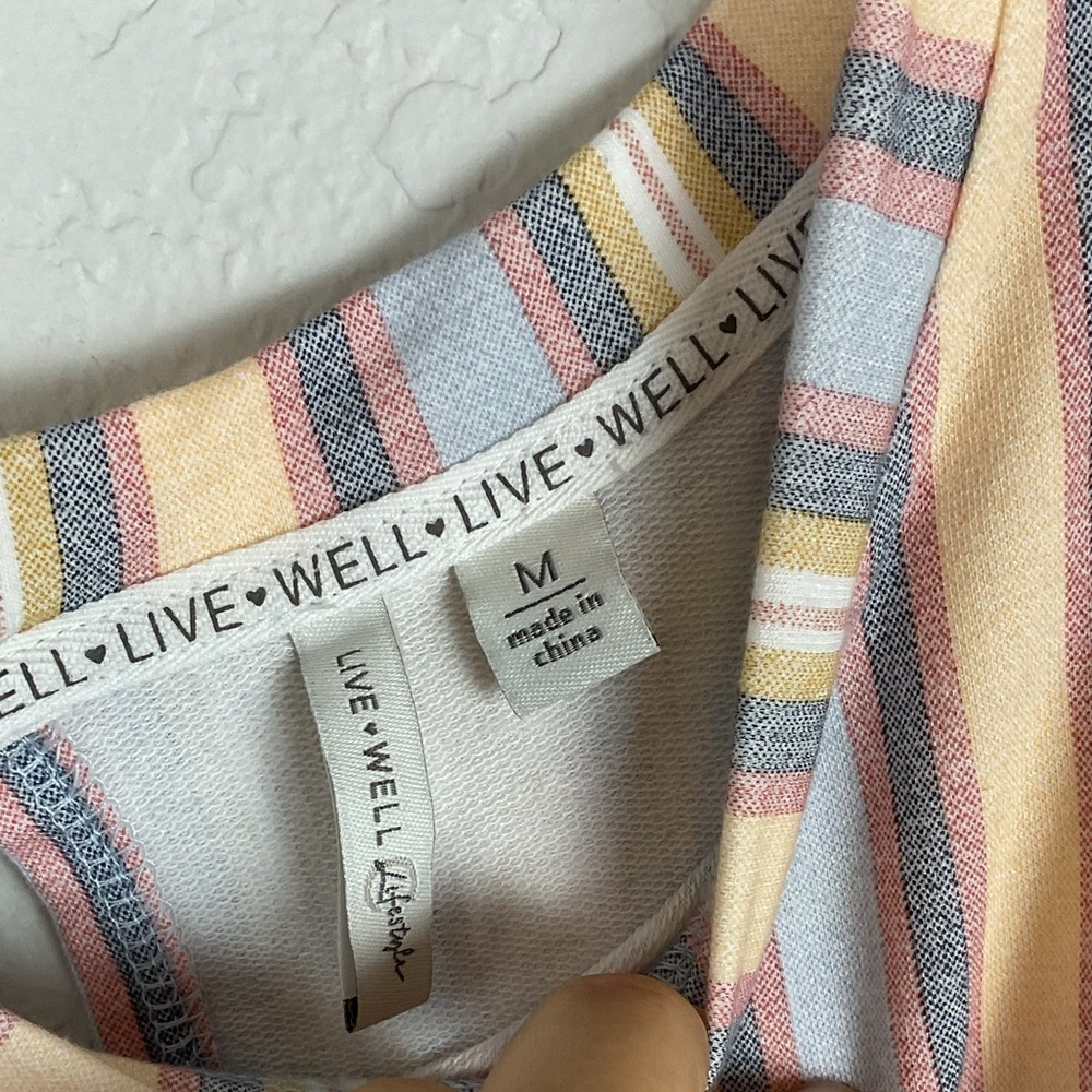 Live Well Lifestyle Romper Shorts Tie Waist Size Medium Pockets - Picture 7 of 8